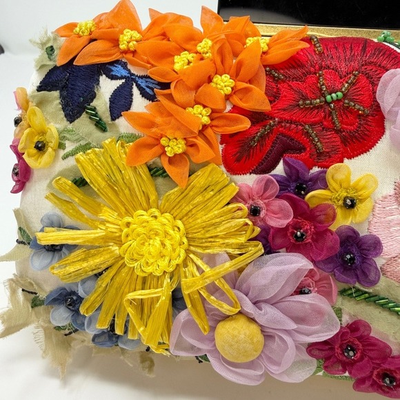 Alice + Olivia Floral Embroidered Clutch with Gold Chain - Picture 13 of 13